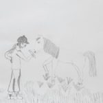 Lieselotte hat ihr Urlaubsbild vom Reiterhof gemalt